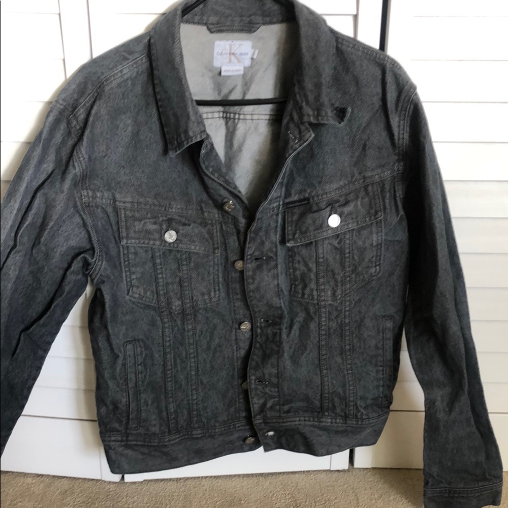 Calvin Klein Jeans Black/Grey Washed Denim Jacket - size L